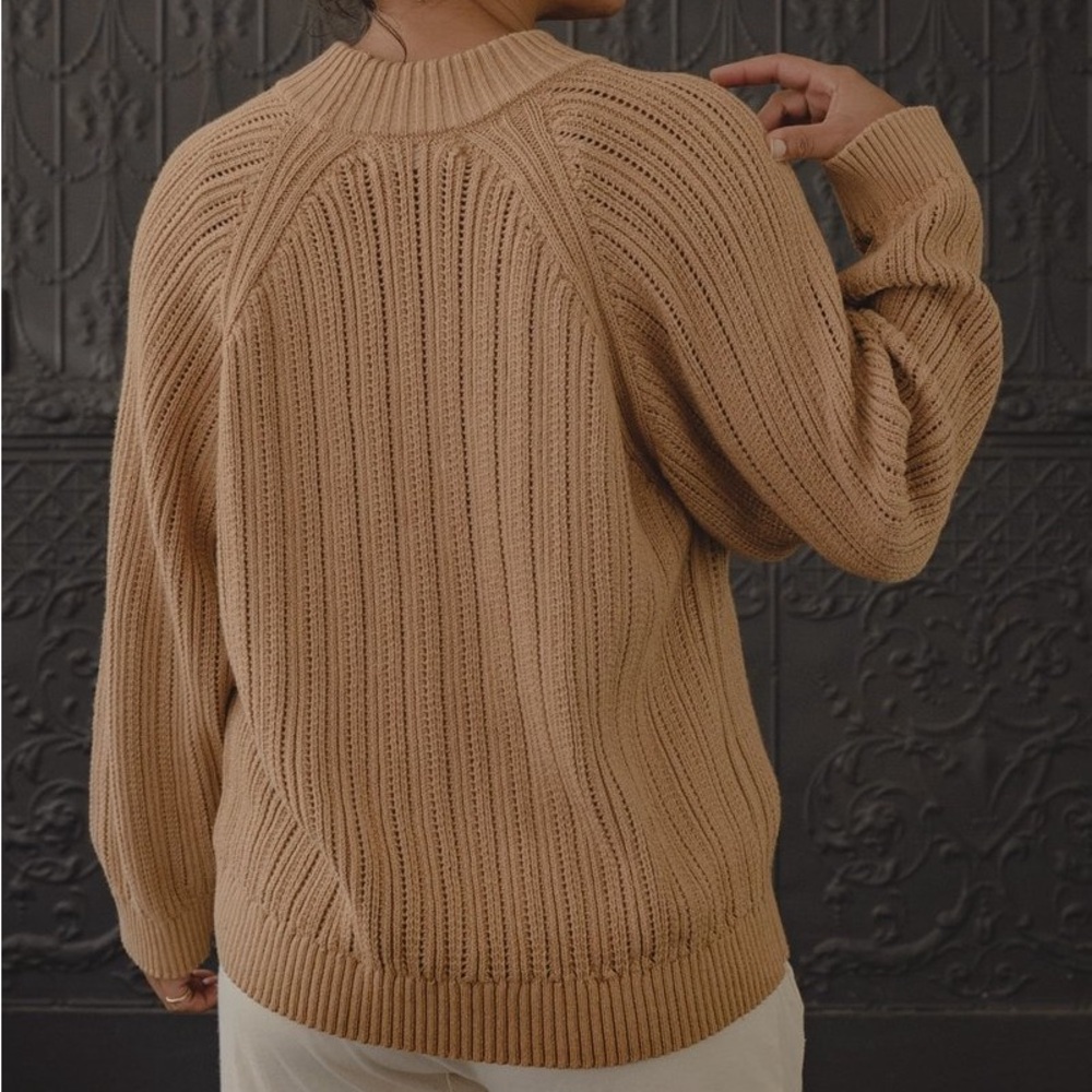 Wol Hide Beige Open-Knit Crewneck Sweater - Picture 6 of 12